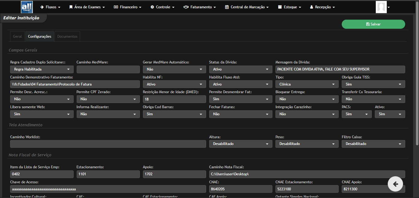 Controle AllClinic Web