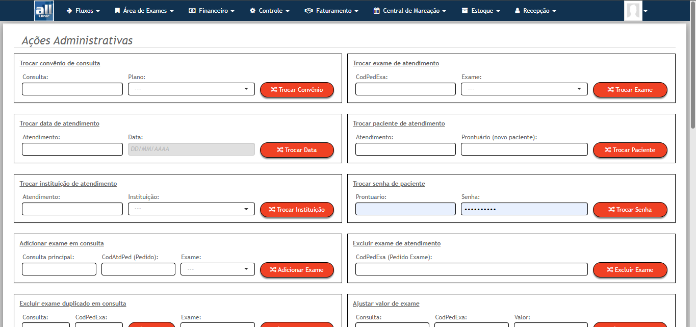 Controle AllClinic Web