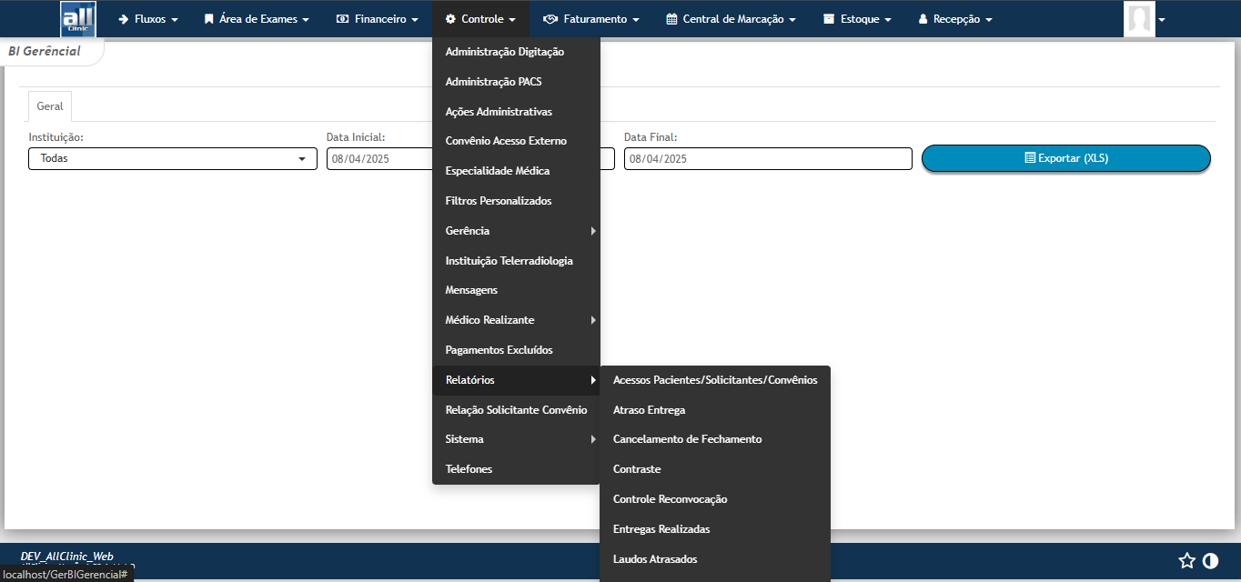 Controle AllClinic Web