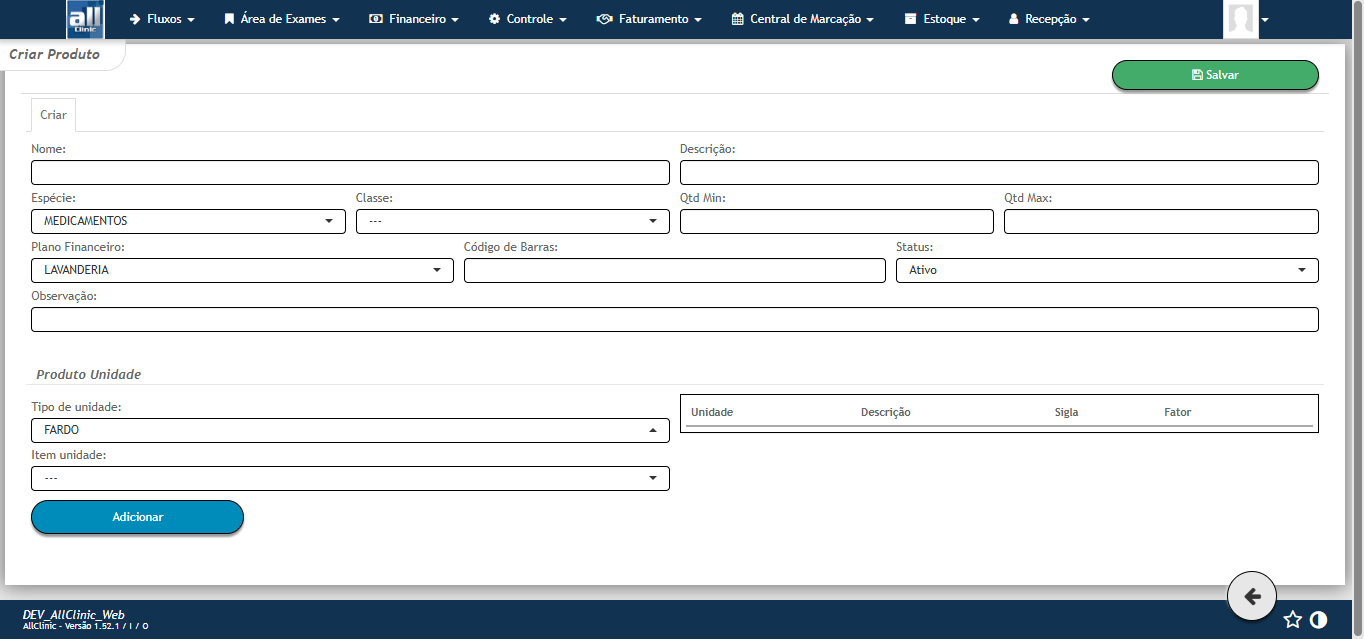 Estoque AllClinic Web
