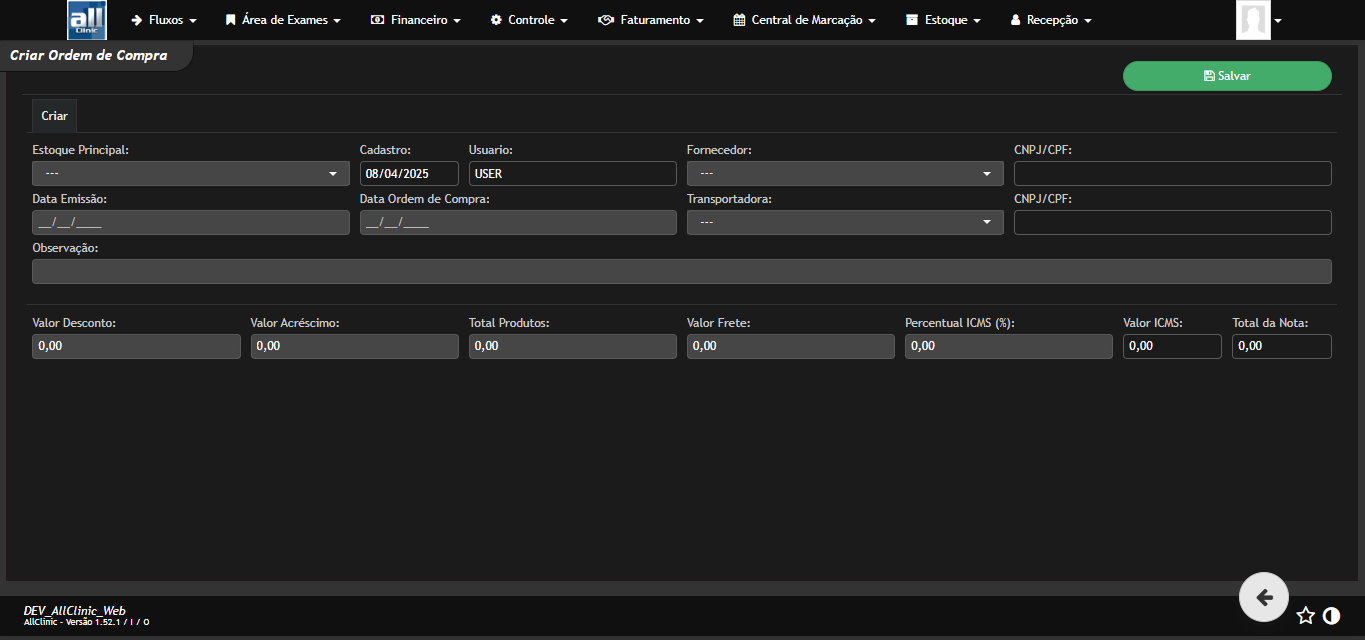 Estoque AllClinic Web
