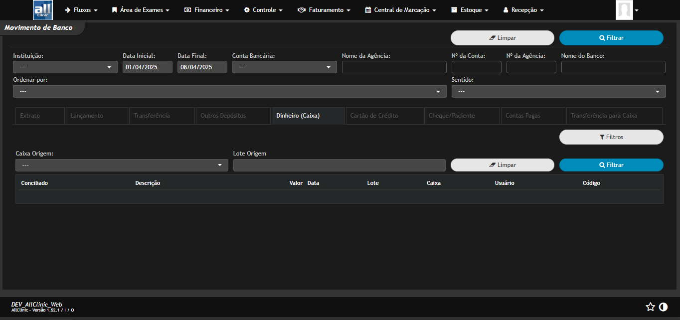Financeiro AllClinic Web