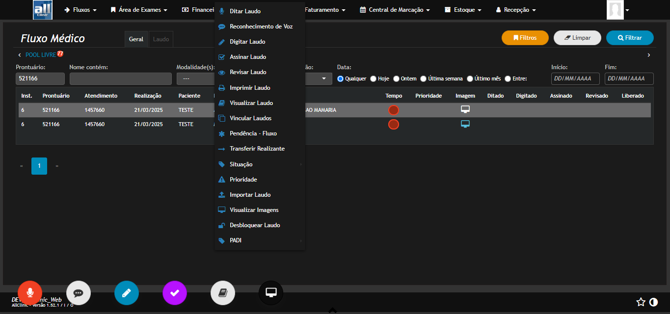 Fluxos AllClinic Web
